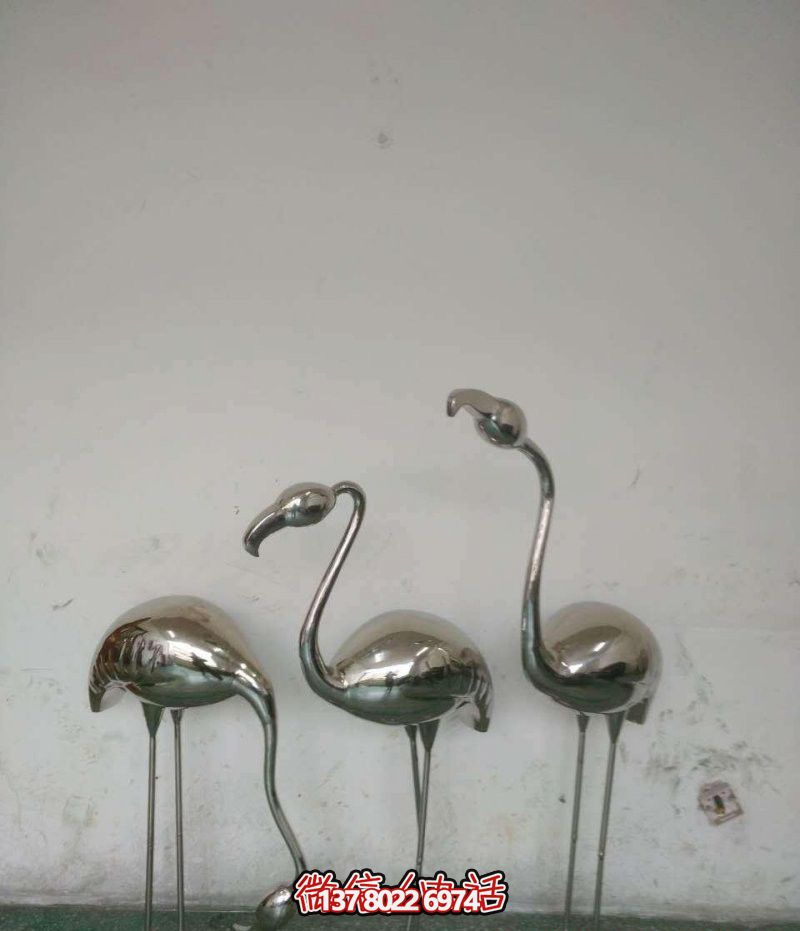 不銹鋼火烈鳥雕塑，拋光精美