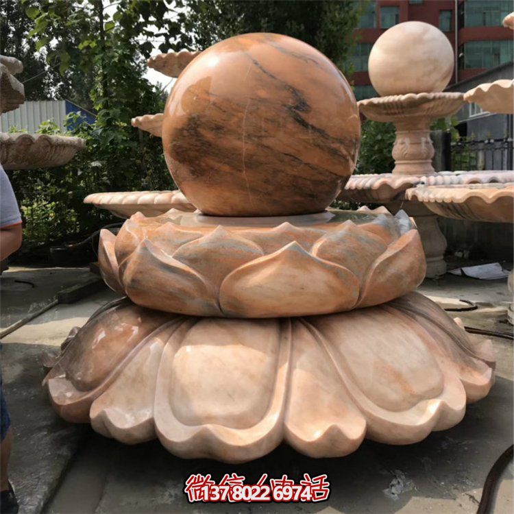 紅色晚霞大型戶(hù)外園林風(fēng)水球噴泉擺件