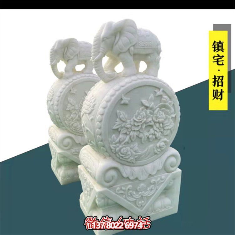 給庭院增添經(jīng)典氣息，漢白玉石抱鼓門墩裝飾