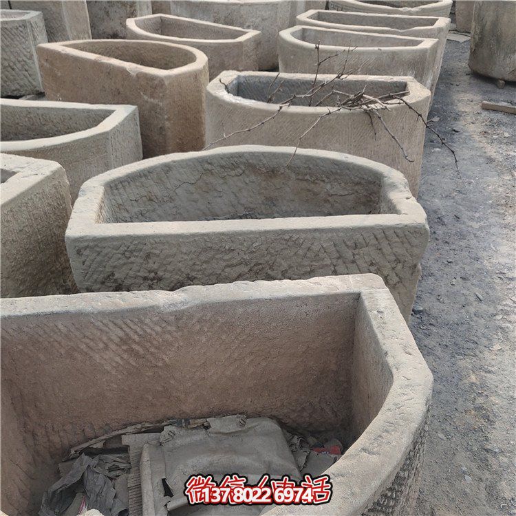 經(jīng)典老石雕，精美大理石槽，美化園林景觀