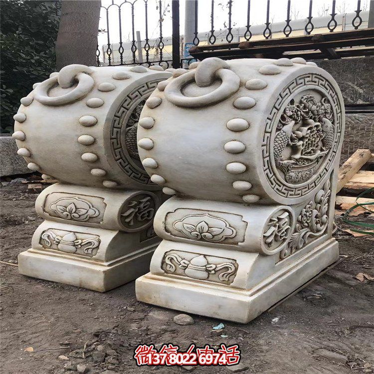 精美大理石石雕抱鼓雕塑，讓庭院門口煥然一新