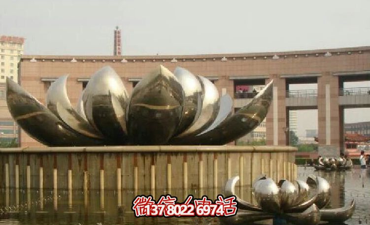 不銹鋼荷花雕塑，美化家園，增添小區公園戶外環境