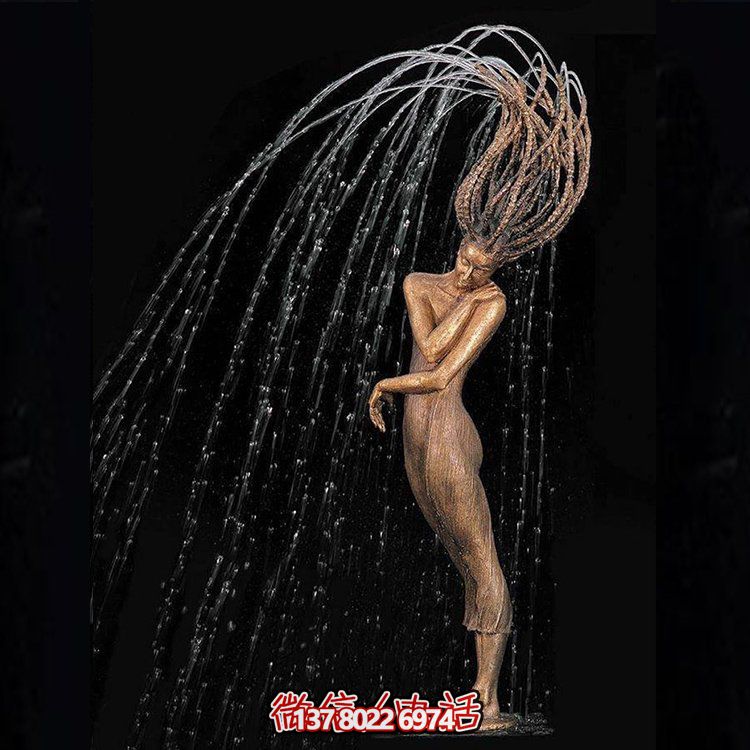 鑄銅人物噴泉裝飾，創(chuàng)意雕塑，酒店裝飾的新寵