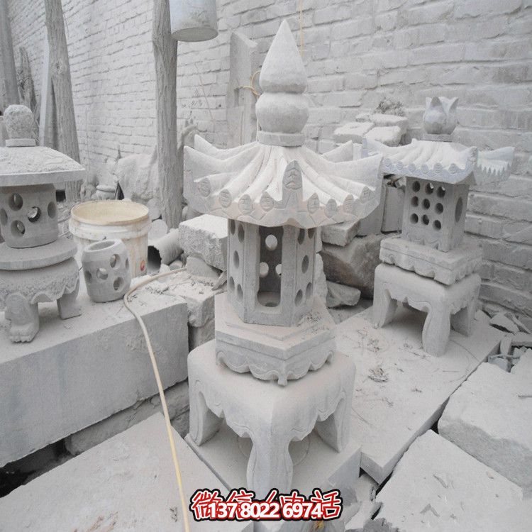 精美石燈鏤空大理石裝飾擺件，點(diǎn)亮你的漢白玉庭院