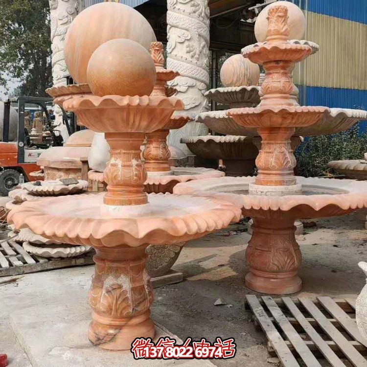 紅晚霞中式二層風(fēng)水球，讓你的庭院擺放流水轉(zhuǎn)運(yùn)風(fēng)水