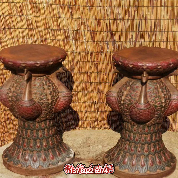 手工民俗精美青石孔雀花幾花架，打造寧靜優(yōu)雅的庭院室內(nèi)擺件