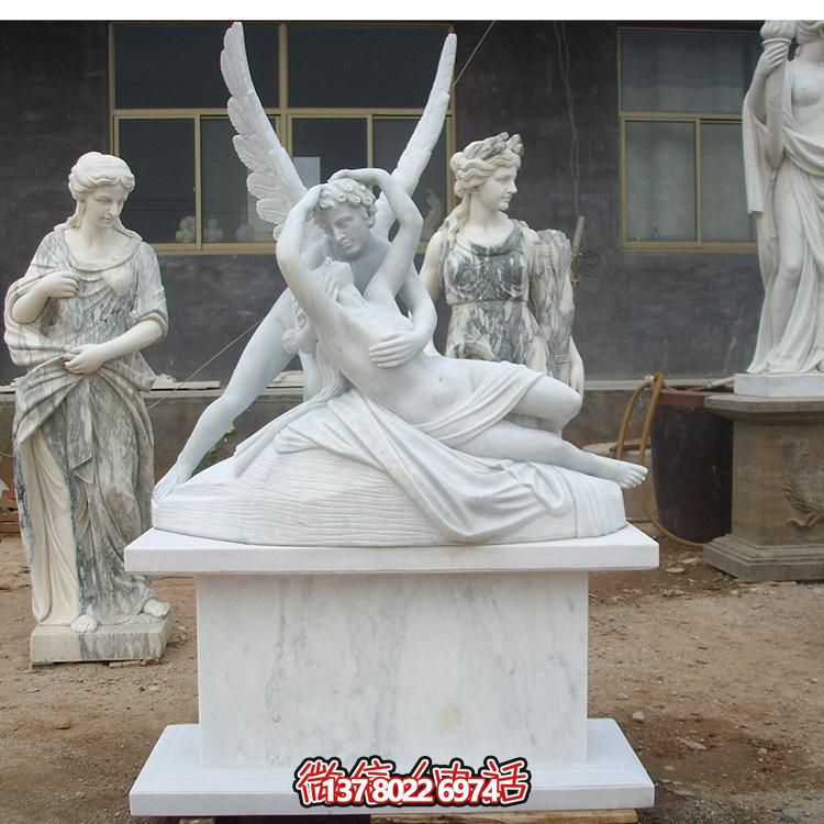 西方天使?jié)h白玉雕塑，美化景區(qū)廣場