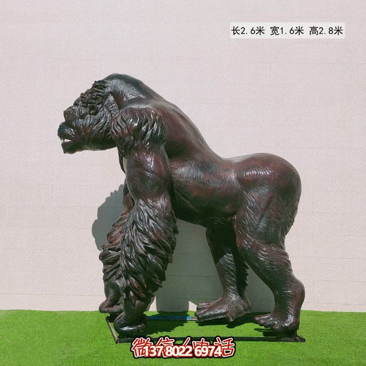 玻璃鋼仿真大猩猩動(dòng)物雕塑，點(diǎn)綴游樂(lè)園游樂(lè)擺放