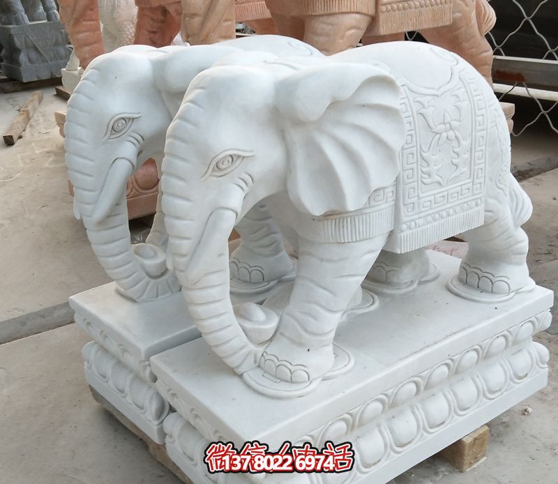 漢白玉雕塑，招財(cái)大象，令您鎮(zhèn)宅景區(qū)庭院更加迷人