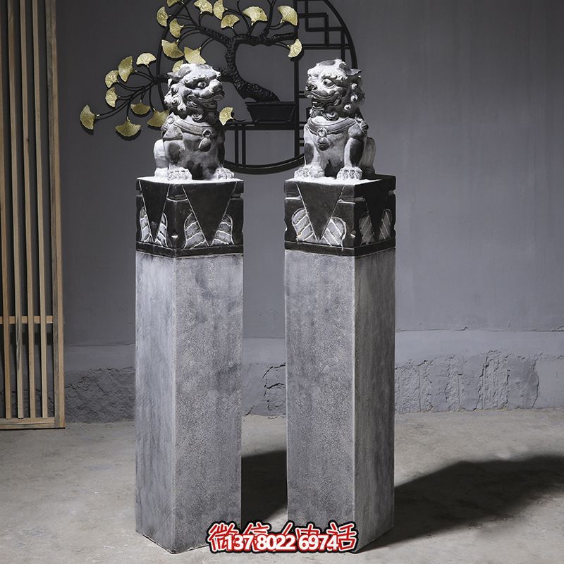 園林?jǐn)[放獅子青石拴馬柱雕塑 園林?jǐn)[放獅子青石拴馬柱雕塑