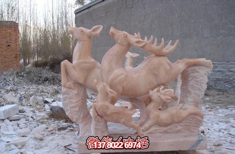 戶外園林創意晚霞紅石雕浮雕梅花鹿雕塑 戶外園林創意晚霞紅石雕浮雕梅花鹿雕塑