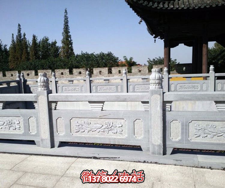 寺院景點戶外水池青石防護欄桿 寺院景點戶外水池青石防護欄桿