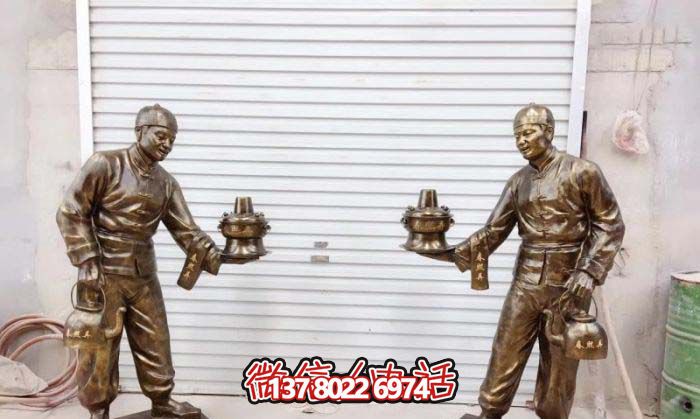 火鍋雕塑-飯店門(mén)口賣(mài)火鍋人物彩繪玻璃鋼仿銅雕塑 火鍋雕塑-飯店門(mén)口賣(mài)火鍋人物彩繪玻璃鋼仿銅雕塑