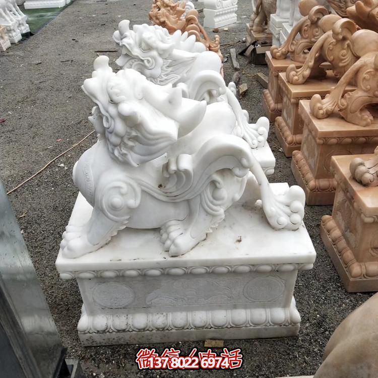 漢白玉石雕動物別墅庭院門口招財(cái)辟邪瑞獸麒麟貔貅雕塑