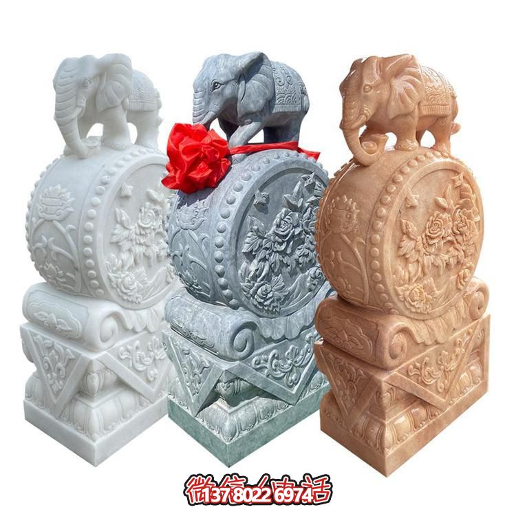 中式別墅庭院門(mén)口裝飾擺件一對(duì)石鼓抱鼓石雕塑