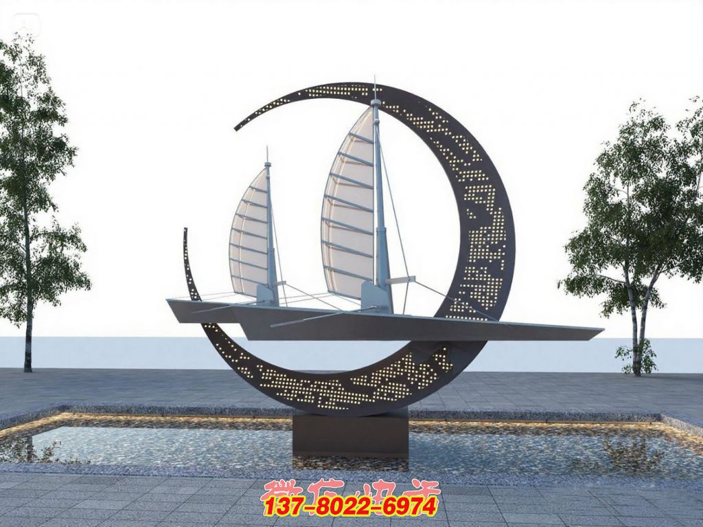 新月伴航：不銹鋼戶外景觀的逐夢之舟